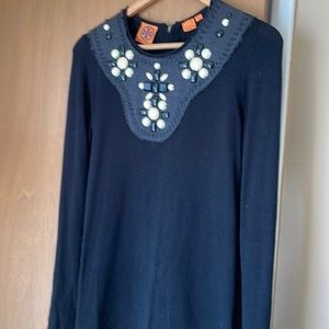 Excellent condition black embellished Tory Burch wool sweater.